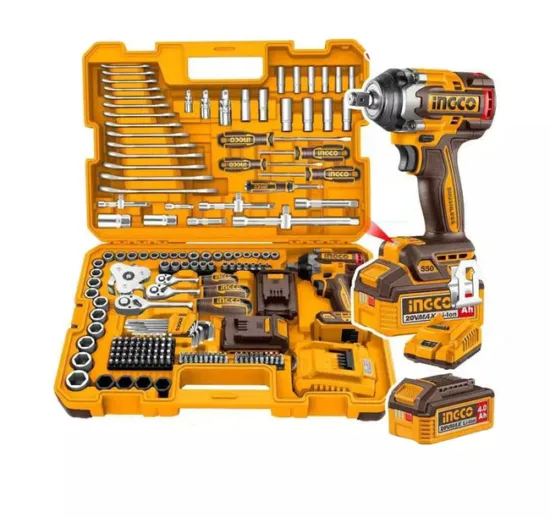 Ingco 172Pcs Cordless Impact Wrench Tool Set | 20V, 4.0Ah Battery Capacity, Max.Torque 550 Nm Brushless Motor (With Battery) HKTHP41723